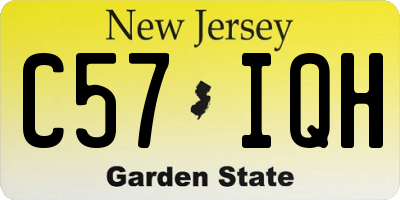 NJ license plate C57IQH