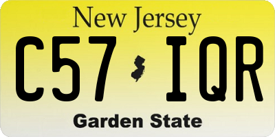 NJ license plate C57IQR