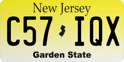 NJ license plate C57IQX