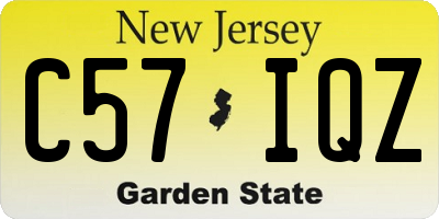 NJ license plate C57IQZ