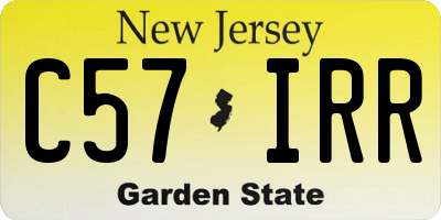 NJ license plate C57IRR