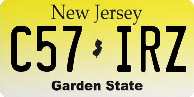 NJ license plate C57IRZ