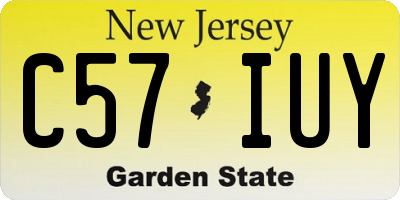 NJ license plate C57IUY
