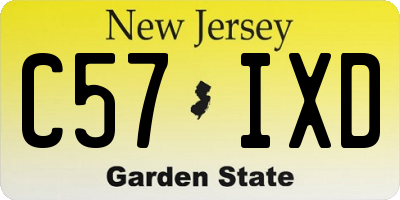 NJ license plate C57IXD