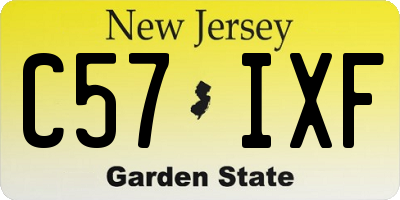 NJ license plate C57IXF