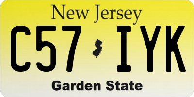 NJ license plate C57IYK