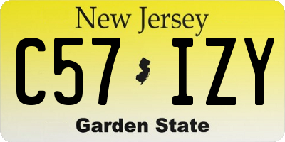 NJ license plate C57IZY