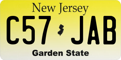 NJ license plate C57JAB