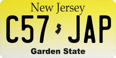 NJ license plate C57JAP