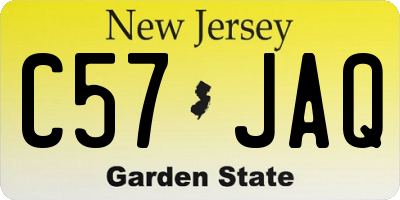 NJ license plate C57JAQ