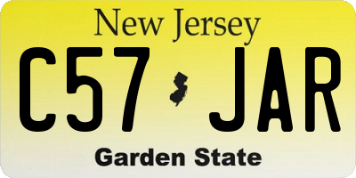 NJ license plate C57JAR
