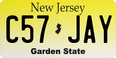NJ license plate C57JAY