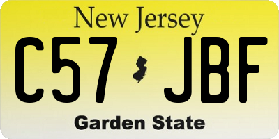 NJ license plate C57JBF