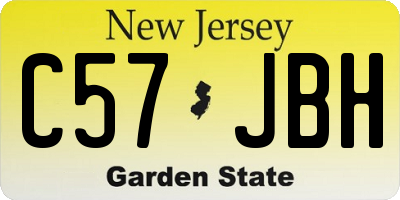 NJ license plate C57JBH