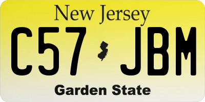 NJ license plate C57JBM