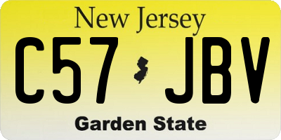 NJ license plate C57JBV