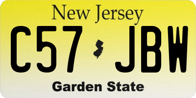 NJ license plate C57JBW