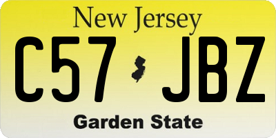 NJ license plate C57JBZ