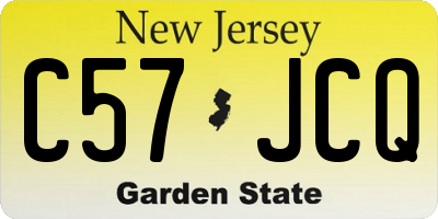 NJ license plate C57JCQ
