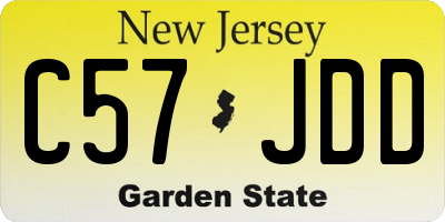 NJ license plate C57JDD