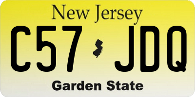 NJ license plate C57JDQ
