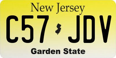NJ license plate C57JDV