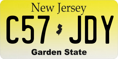 NJ license plate C57JDY