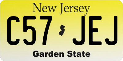 NJ license plate C57JEJ