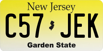 NJ license plate C57JEK