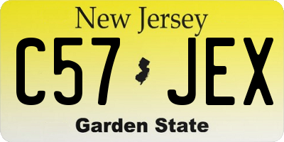 NJ license plate C57JEX