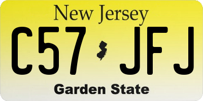 NJ license plate C57JFJ
