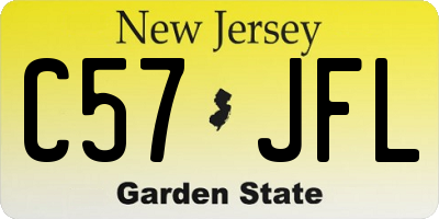 NJ license plate C57JFL