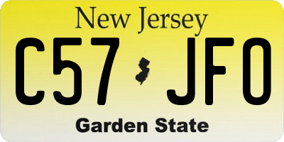 NJ license plate C57JFO