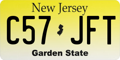 NJ license plate C57JFT