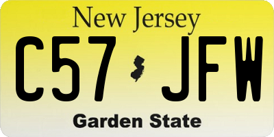 NJ license plate C57JFW