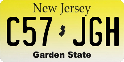 NJ license plate C57JGH