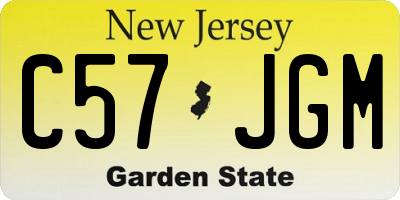 NJ license plate C57JGM