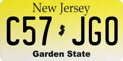 NJ license plate C57JGO