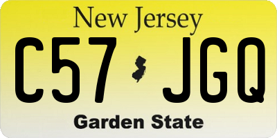 NJ license plate C57JGQ