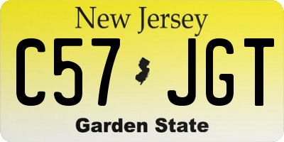 NJ license plate C57JGT