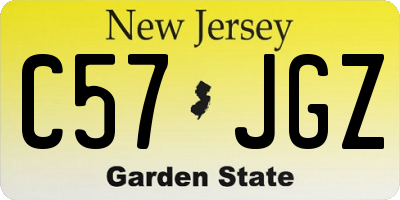 NJ license plate C57JGZ