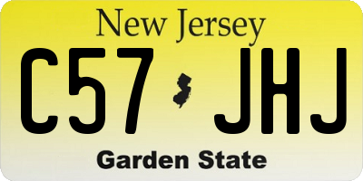 NJ license plate C57JHJ