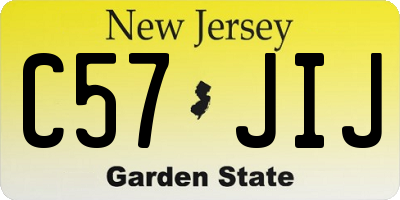 NJ license plate C57JIJ