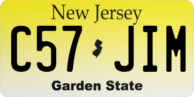 NJ license plate C57JIM