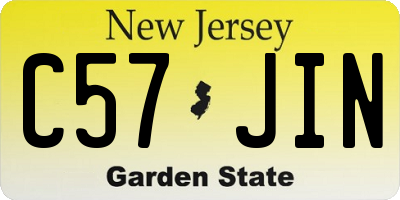 NJ license plate C57JIN