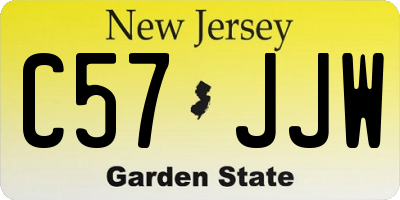 NJ license plate C57JJW