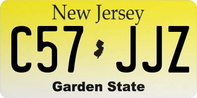 NJ license plate C57JJZ