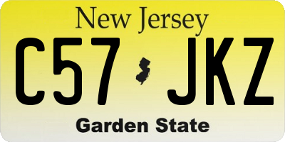 NJ license plate C57JKZ