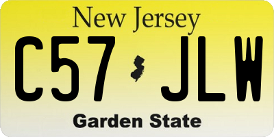 NJ license plate C57JLW