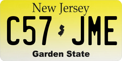 NJ license plate C57JME